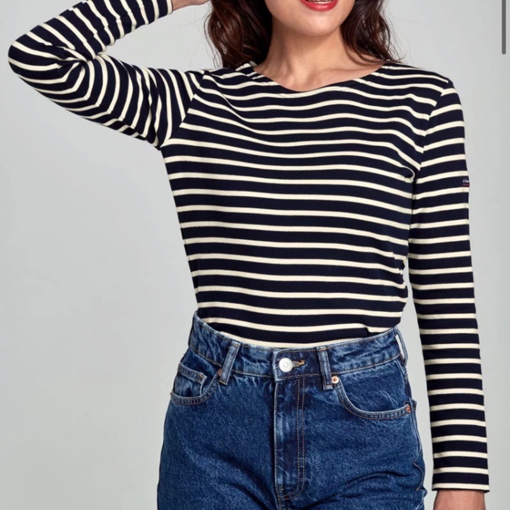 Armor-Lux striped Breton shirt in navy and off-white